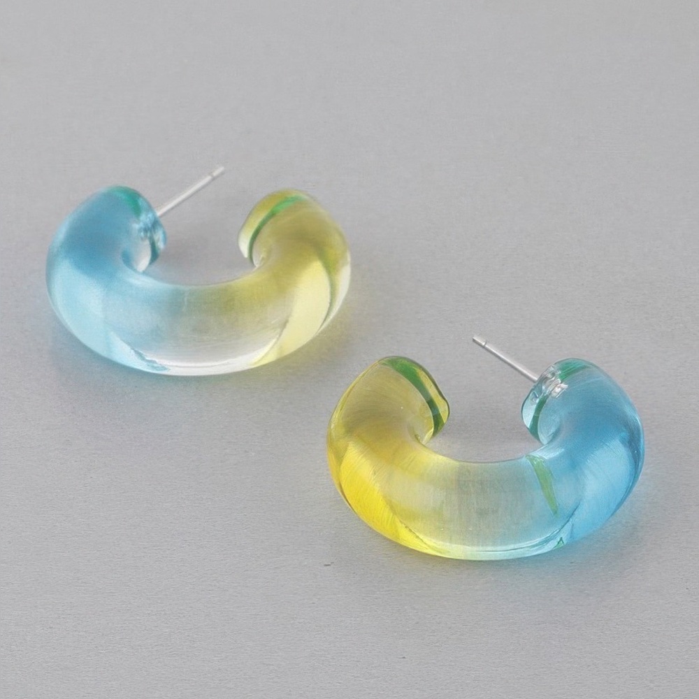 Two Toned Clear Hoop Earrings